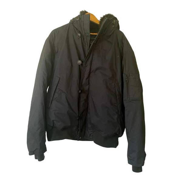 French Connection Navy Blue Hooded 100% Cotton Down Feather Coat, Size XXL 🗣 - Picture 1 of 2